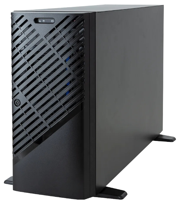 Gigabyte tower workstation inference server — side angle showing drive bays