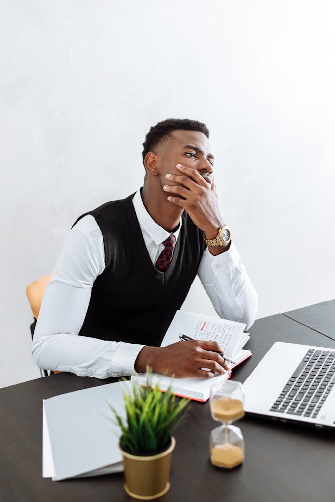 A Man Working in the Office